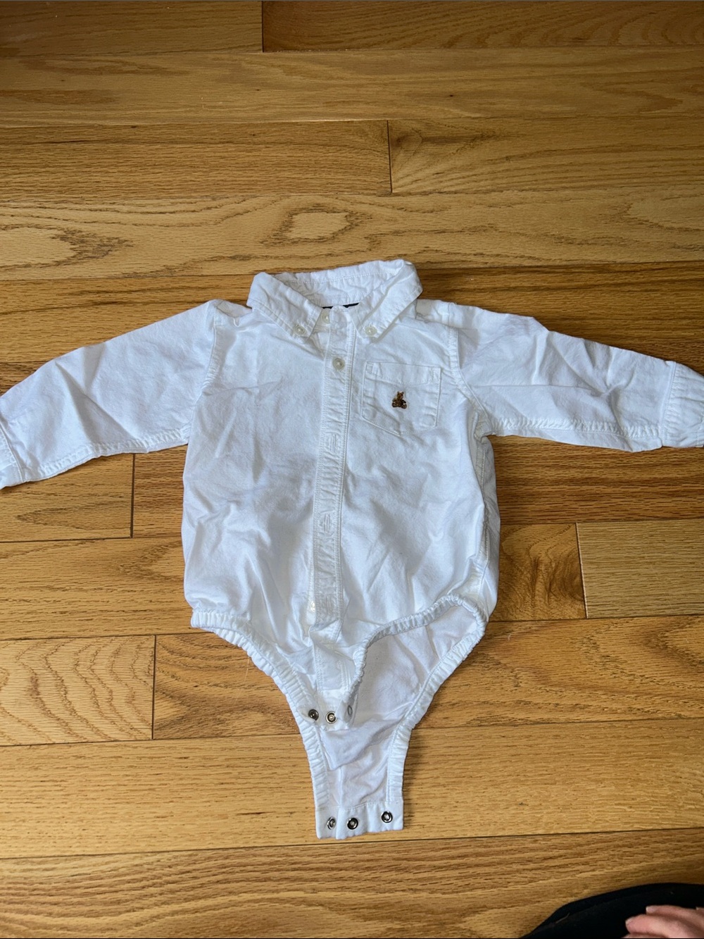 GAP White Long-Sleeve Button-Front Bodysuit 18-24m